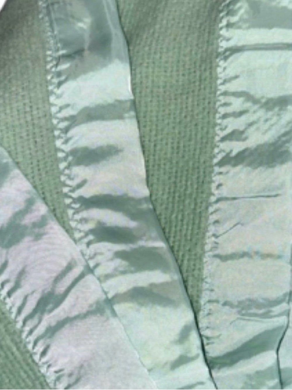 Soft Sage Green/ Mint Green Waffle Blanket with Satin Edging - Picture 9 of 12